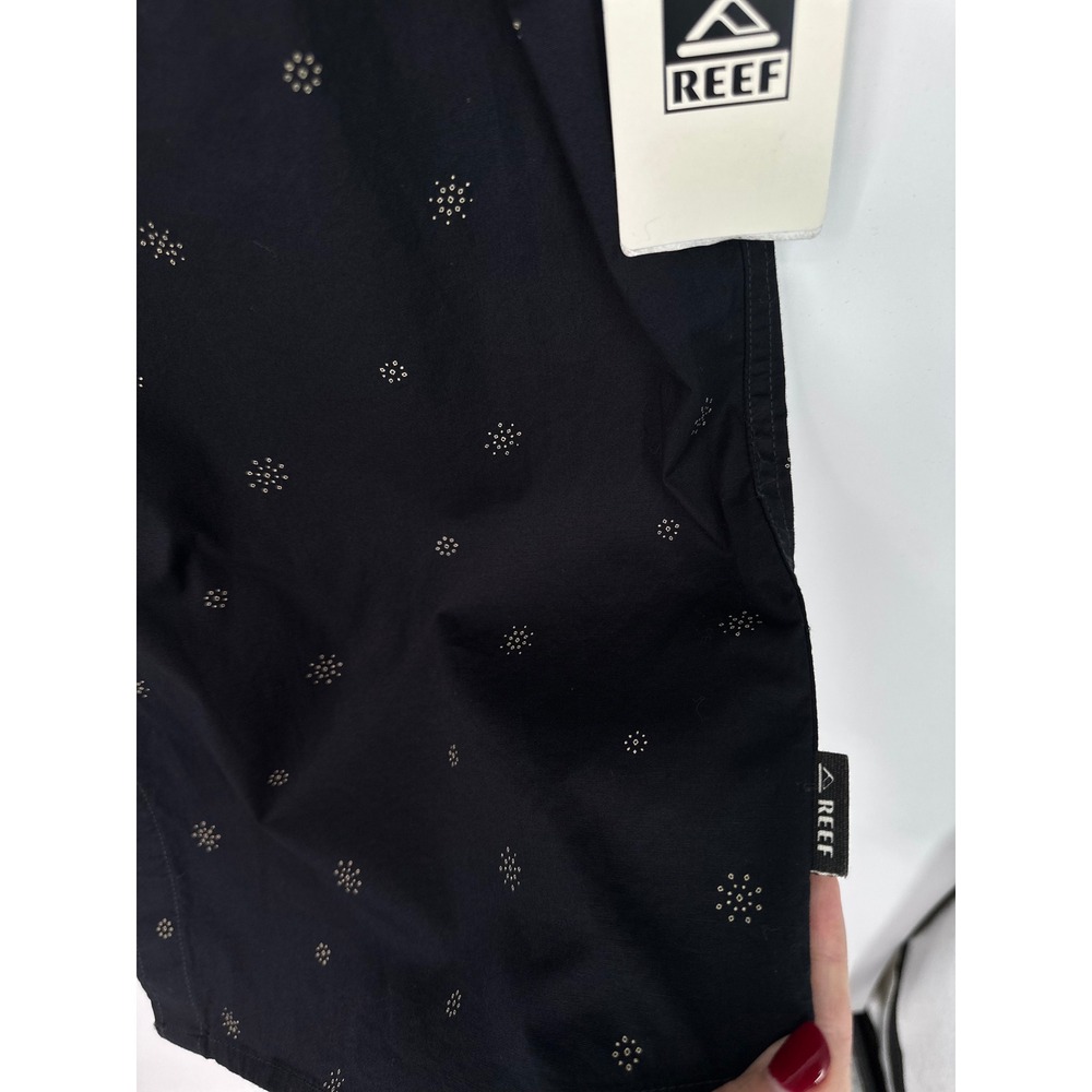 Reef Topaz Men's Shirt Large Black Caviar Print Short Sleeve Stretch NWT 0323 - Picture 5 of 10